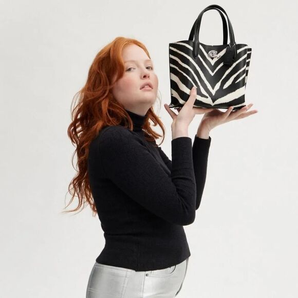 RETAIL Coach Zebra Print Willow Bucket Bag + Black Coach "Pillow" Wristlet - Picture 5 of 16